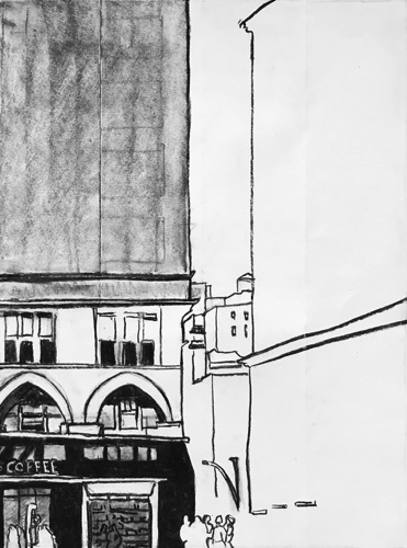 Starbucks Astor Place;
charcoal on paper, 24 x 18" Starbucks Astor Place;
charcoal on paper, 24 x 18"